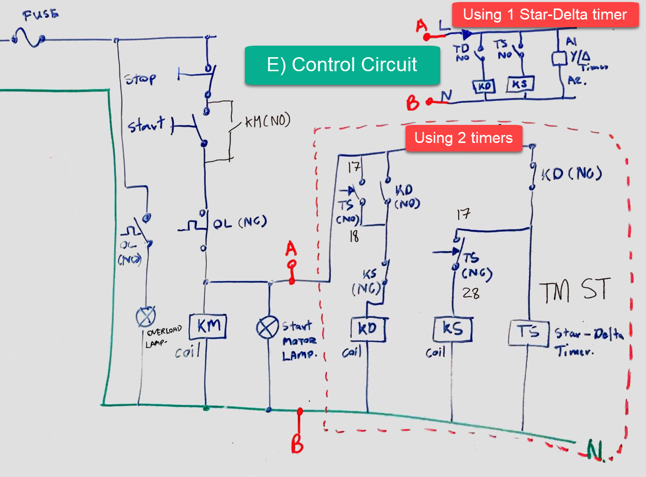 Star Delta Starter Control Wiring Diagram With Timer ...